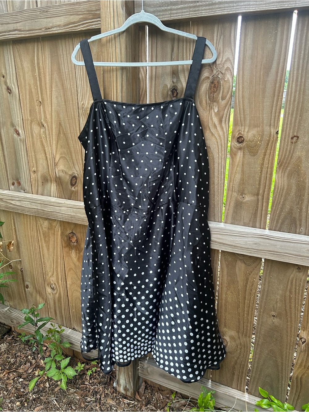 Another Thyme size 22 W Black Polka Dot Midi Dress with Square Neck